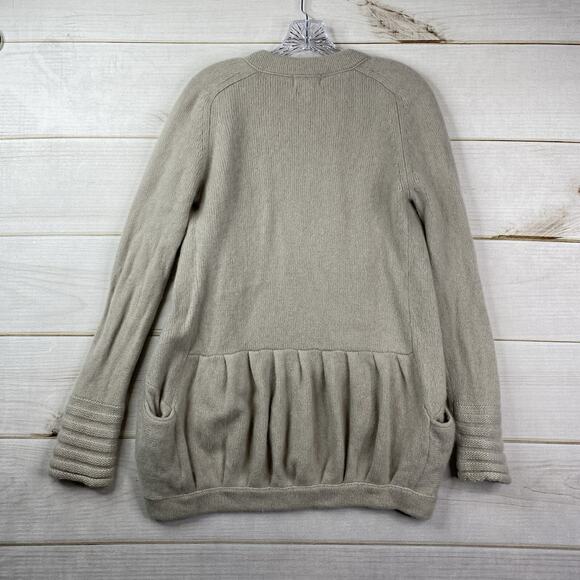 Anthropologie Shae Cashmere Cardigan Sweater Womens M Neutral Pockets Open Front - Picture 6 of 10
